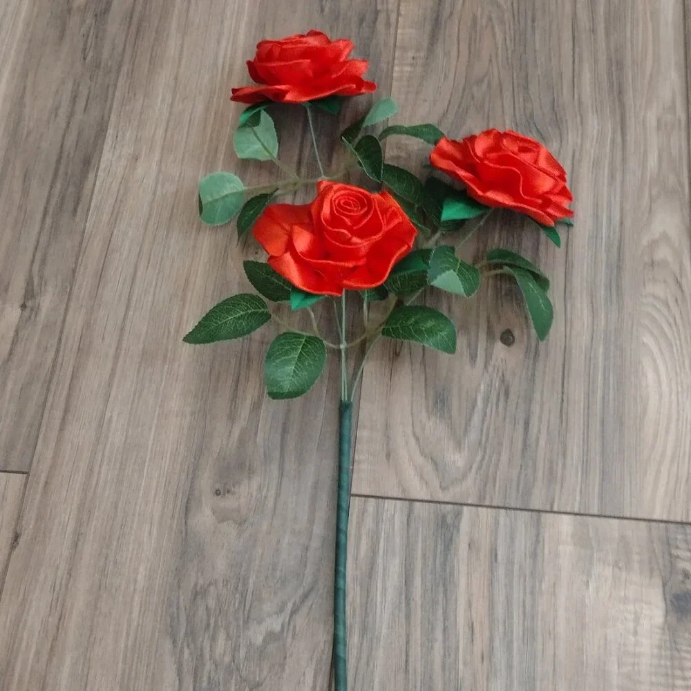 handmade ribbon flowers bouquet of 3 flowers